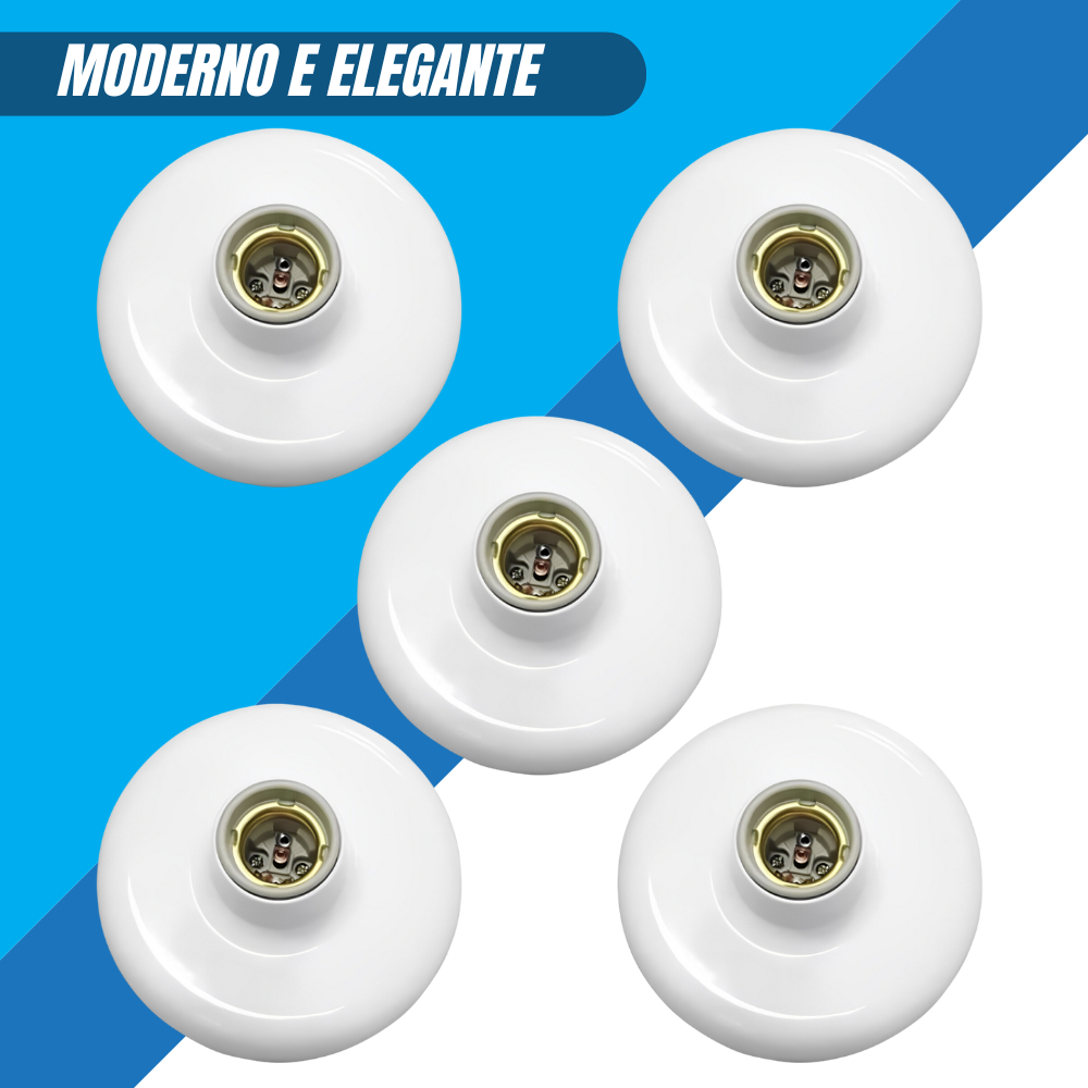 Kit 5 Plafon Liso Redondo Branco