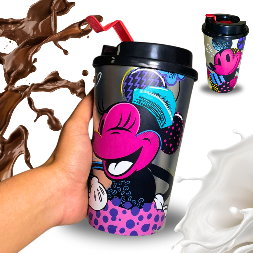 Shakeira Minnie Metalica 750ML Grande Shakes Suco Bebida Menina Escolar Academia Trabalho Lancheira Água Garrafa Copo Disney