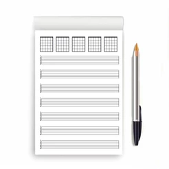 BLOCO DE PAUTAS TABLATURA DIAGRAMA VIOLÃO GUITARRA COM 100 FOLHAS A5 14X21CM DESTACÁVEL