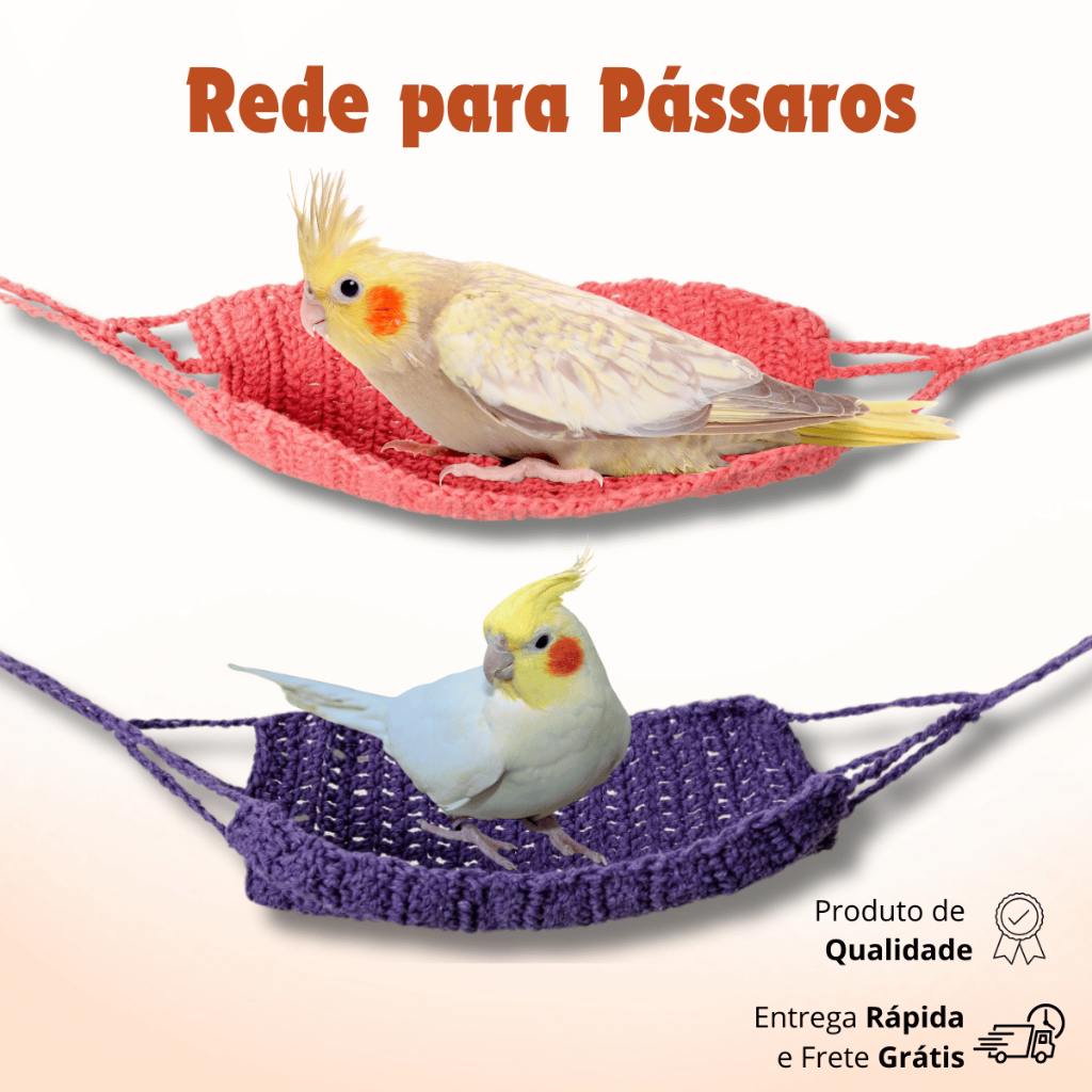 Rede para Pássaros Redinha Artesanal Crochê Calopsita Agapornis Ringneck Papagaio Periquito