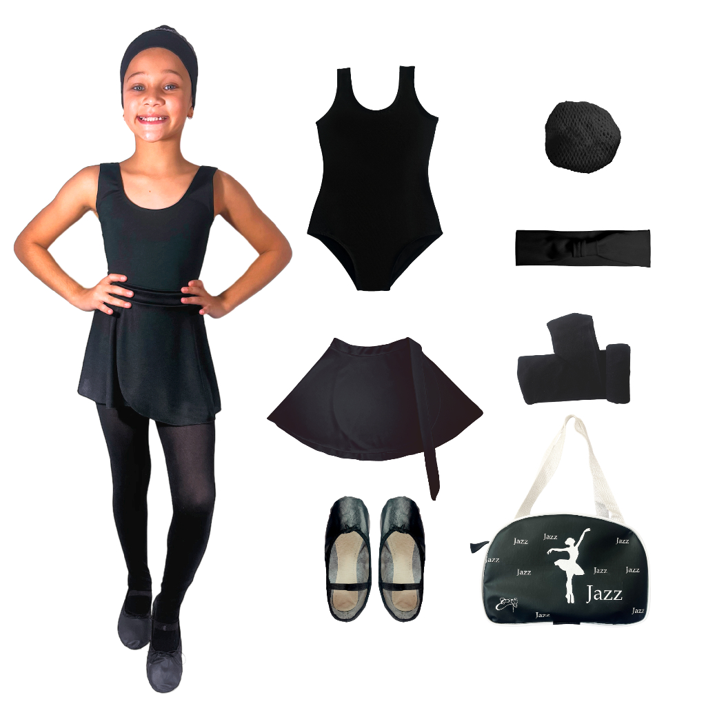 Kit Jazz com Com Saia Transpassada 7 Itens + Squeeze em Oferta na Shopee