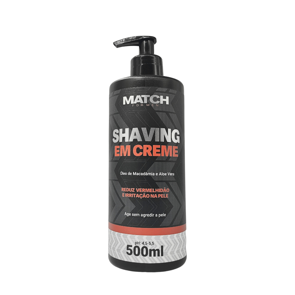 Shaving Em Creme Hidratante & Refrescante Pra Fazer Barba Pezinho E Navalhado Match ForMen! (500ml)