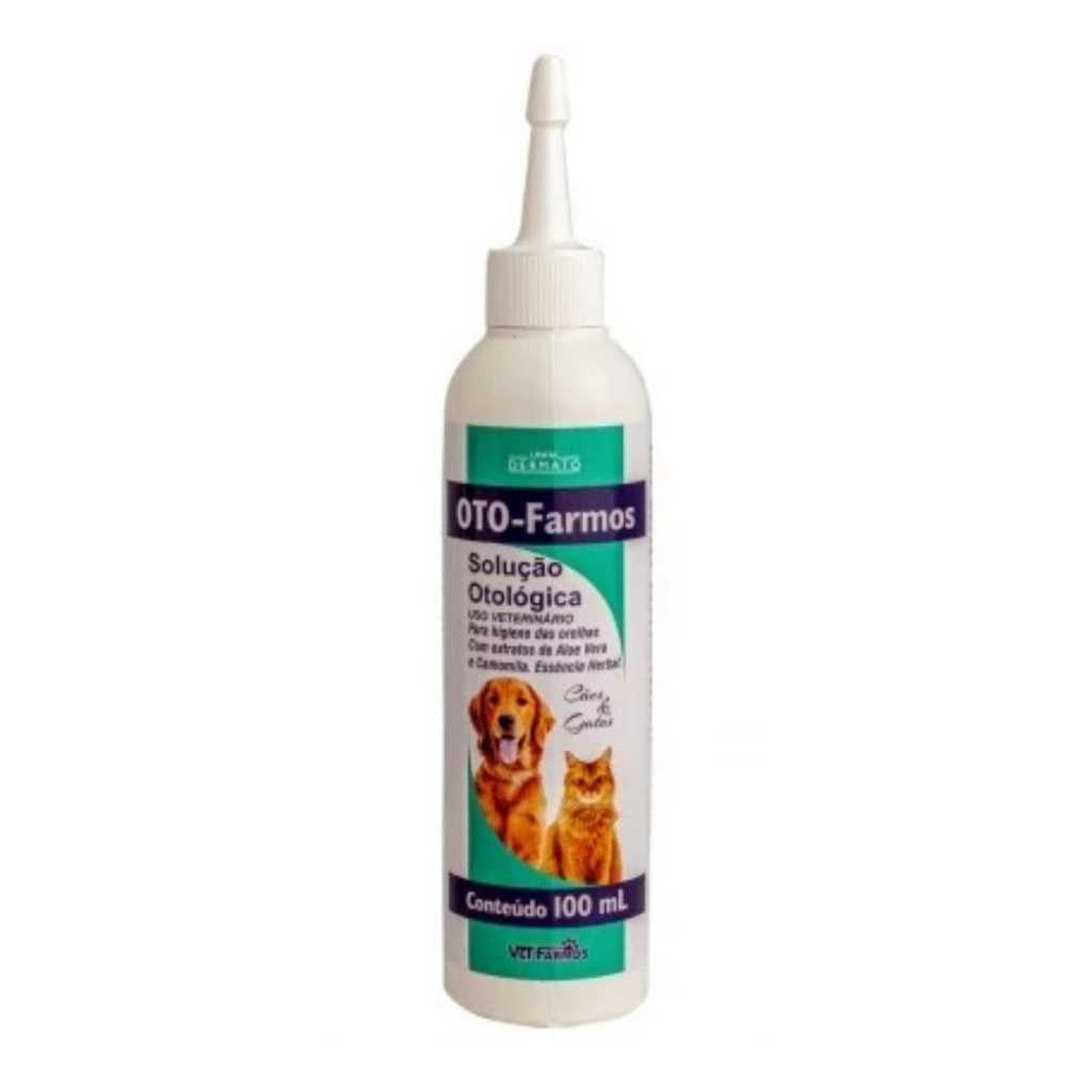 Oto Farmos 100ml Solução Otológica Limpa Orelhas e Ouvidos Para Cães e Gatos Vet Farmos em Oferta na Shopee