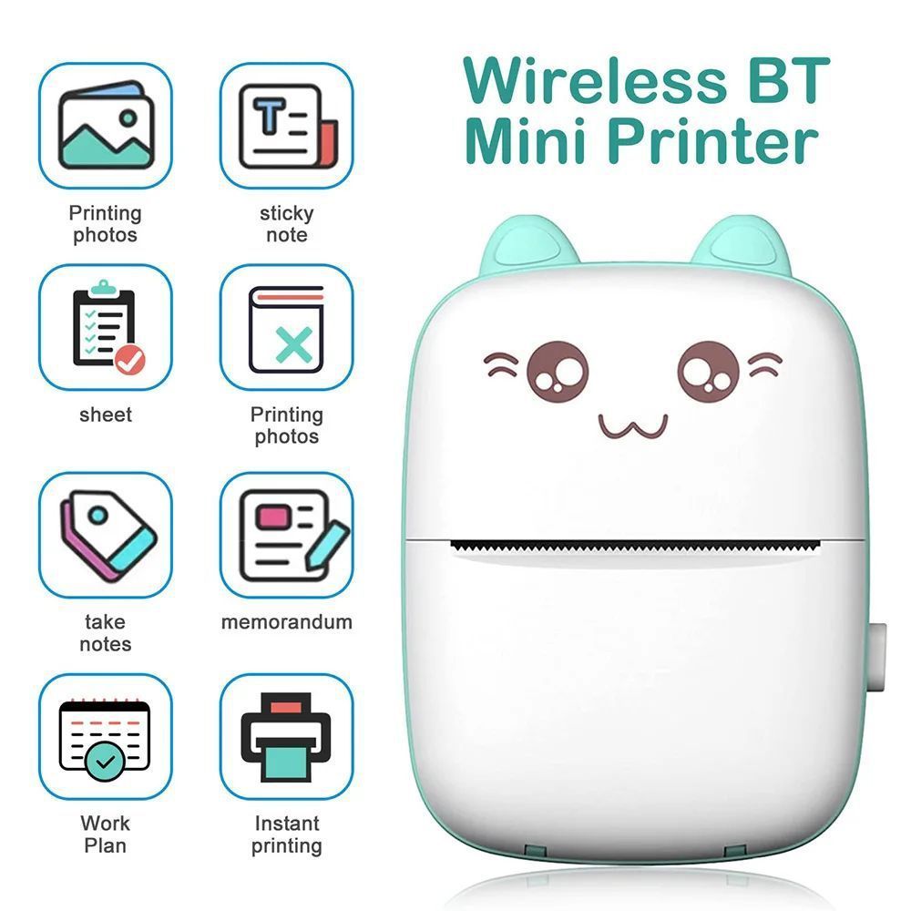 Mini Impressora Térmica Portátil De Bolso Sem Fio Bluetooth