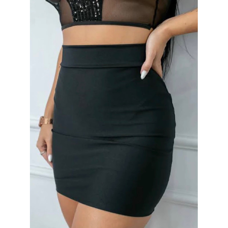 Saia Preta Suplex Curta Feminina Modeladora Cintura Alta Tendência  | Envio Rápido Atacado em Oferta na Shopee