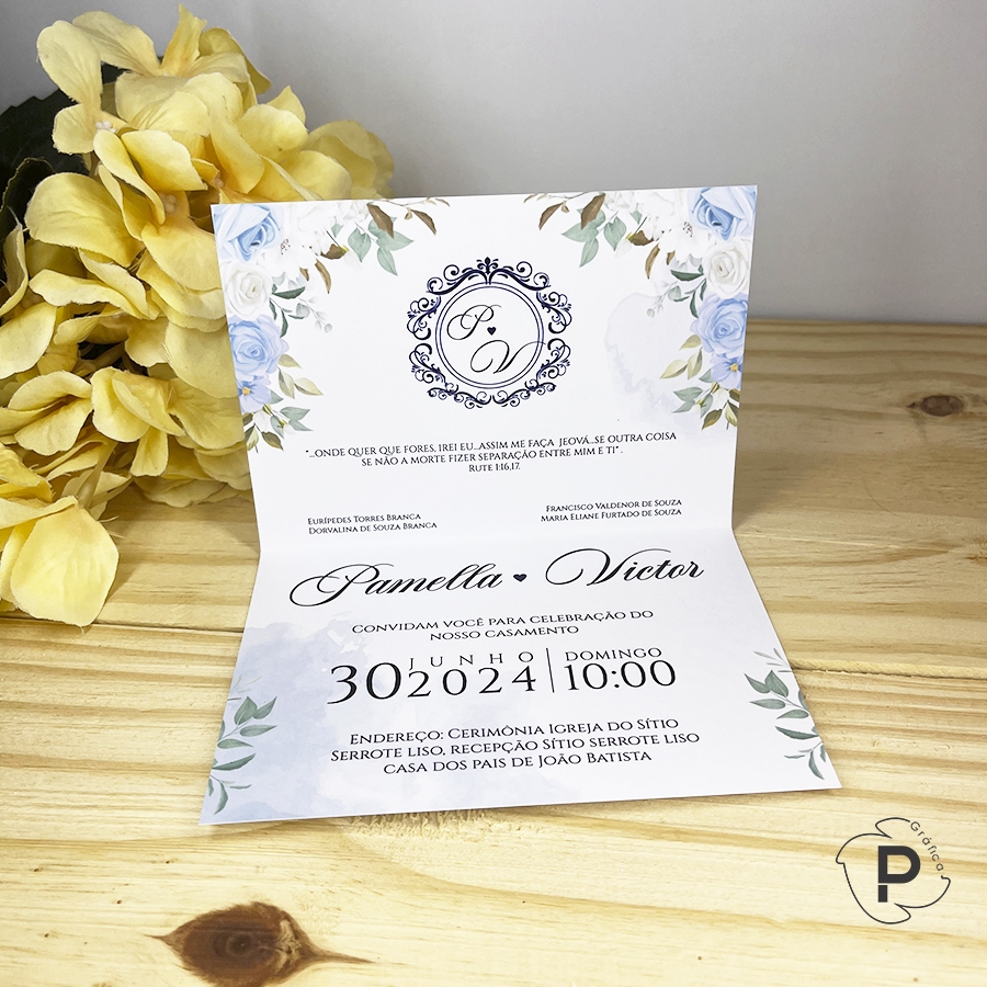 PROMOÇÃO! Convites de Casamento Azul, Verde, Marsala e Rosinha
