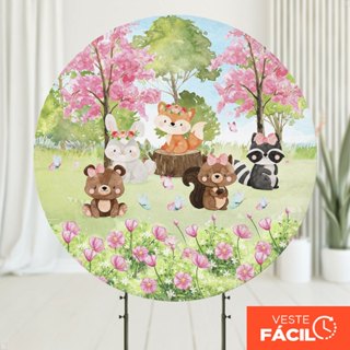 Painel Redondo Festa Bosque Encantado Em Tecido 1,50m Com Elástico Para Decoração em Oferta na Shopee