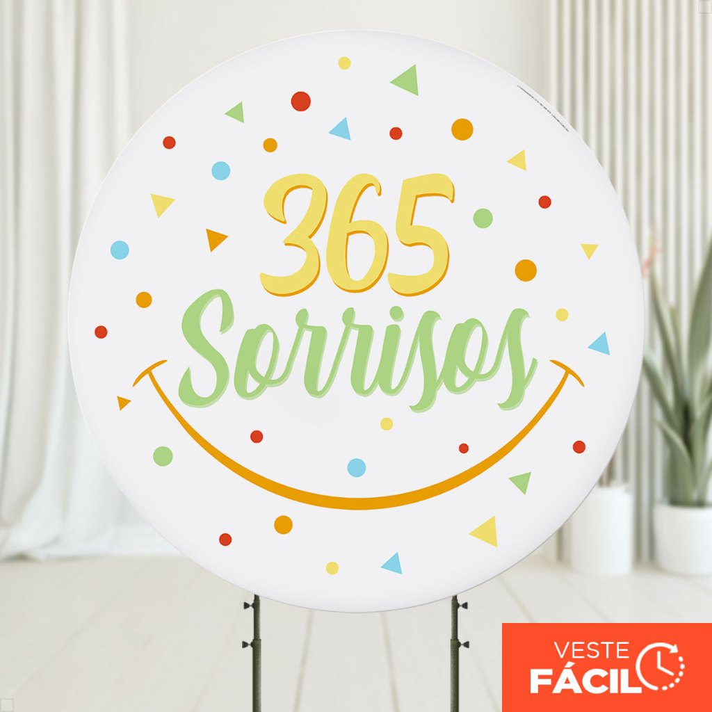 Painel Redondo 365 Sorrisos em tecido 1,50m com Elástico para Festas em Oferta na Shopee