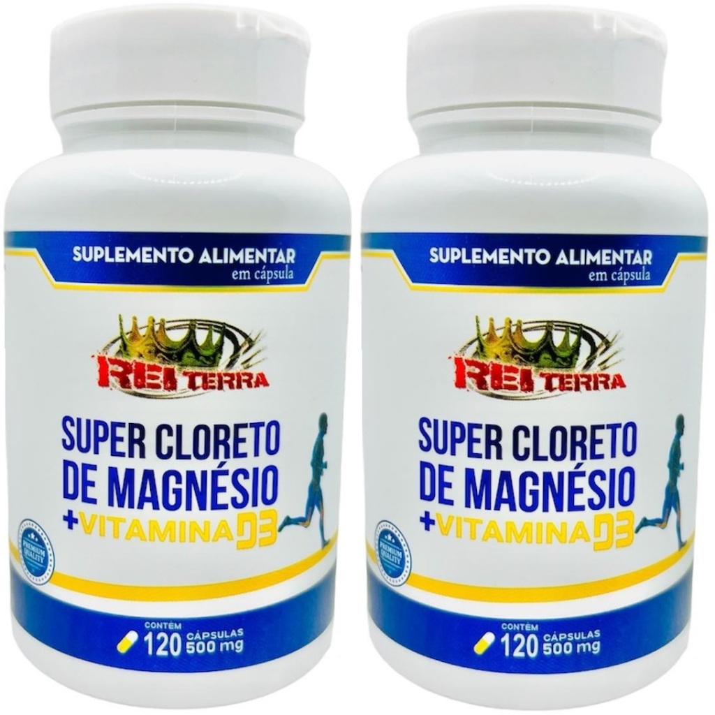 Kit 2 Super Cloreto de Magnésio com Vitamina D 240 Cápsulas - Rei Terra