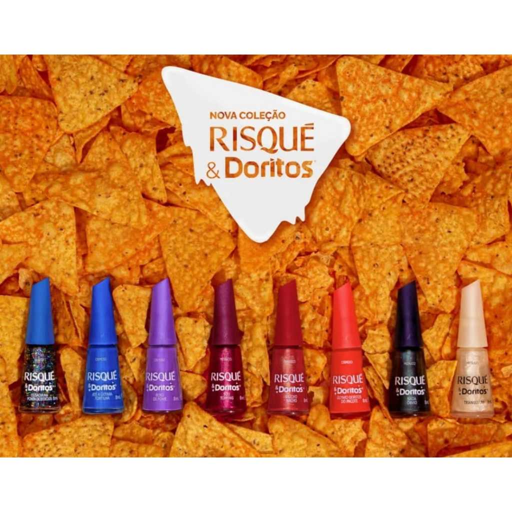 Kit Esmaltes Risqué & Doritos - 4 tons metálicos, 3 tons cremosos e 1 glitter - escolha o seu kit