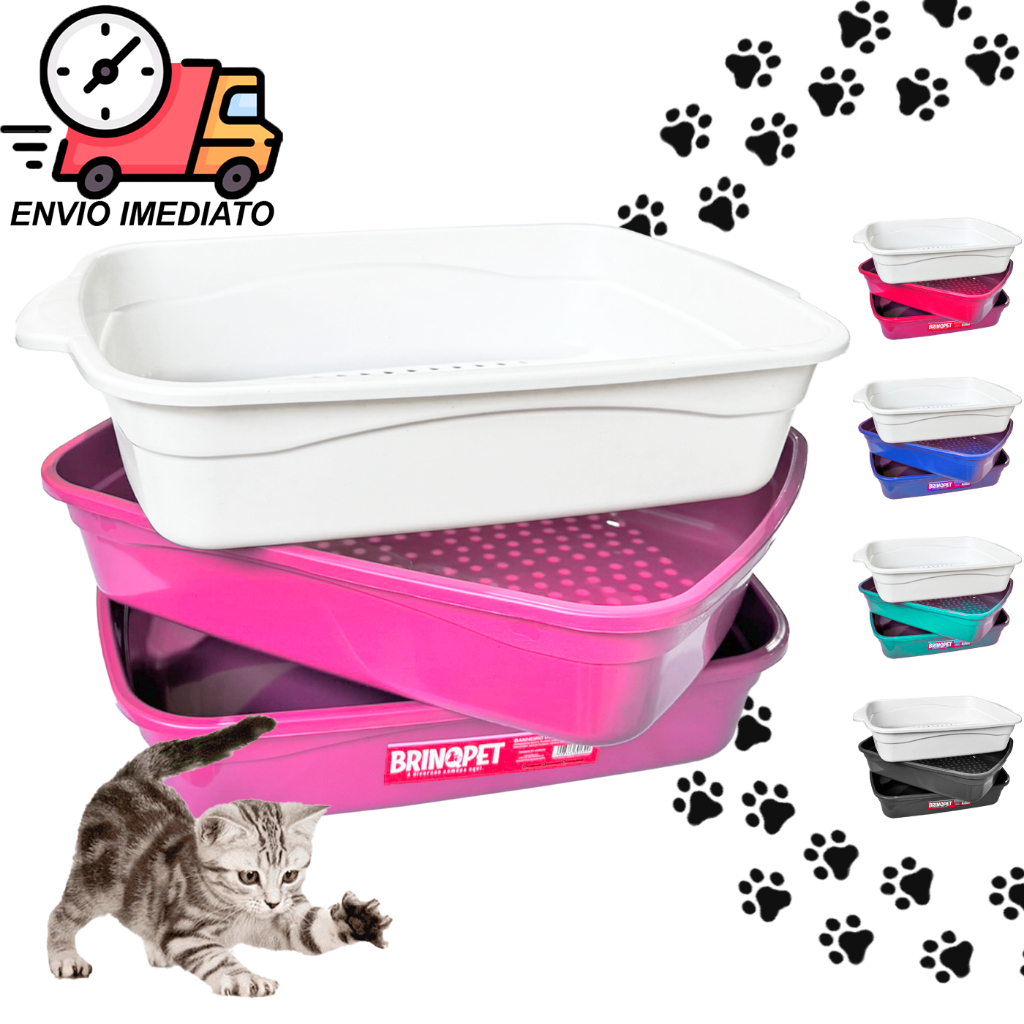 Bandeja Higiênica Premium Para Areia de Gato Banheiro para Gatos 3 Peças
