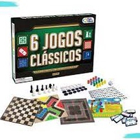 Jogo 6 Jogos Clássicos de Tabuleiro- Pais & Filhos- Dama-Ludo-Xadrez-Trilha-Dominó-Forca