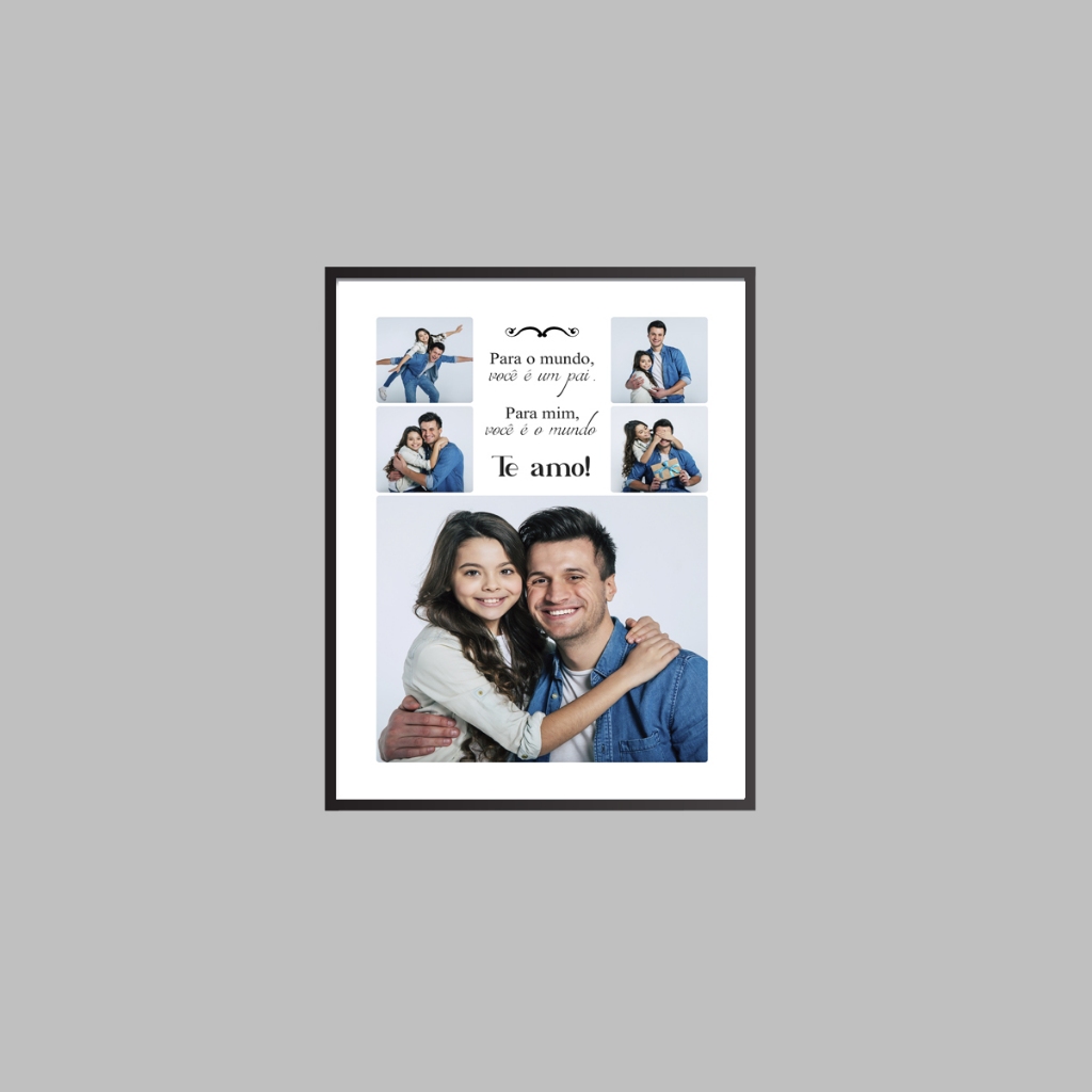 Quadro Decorativo Personalizado com sua Foto do Dia dos Pais um Luxo para presente
