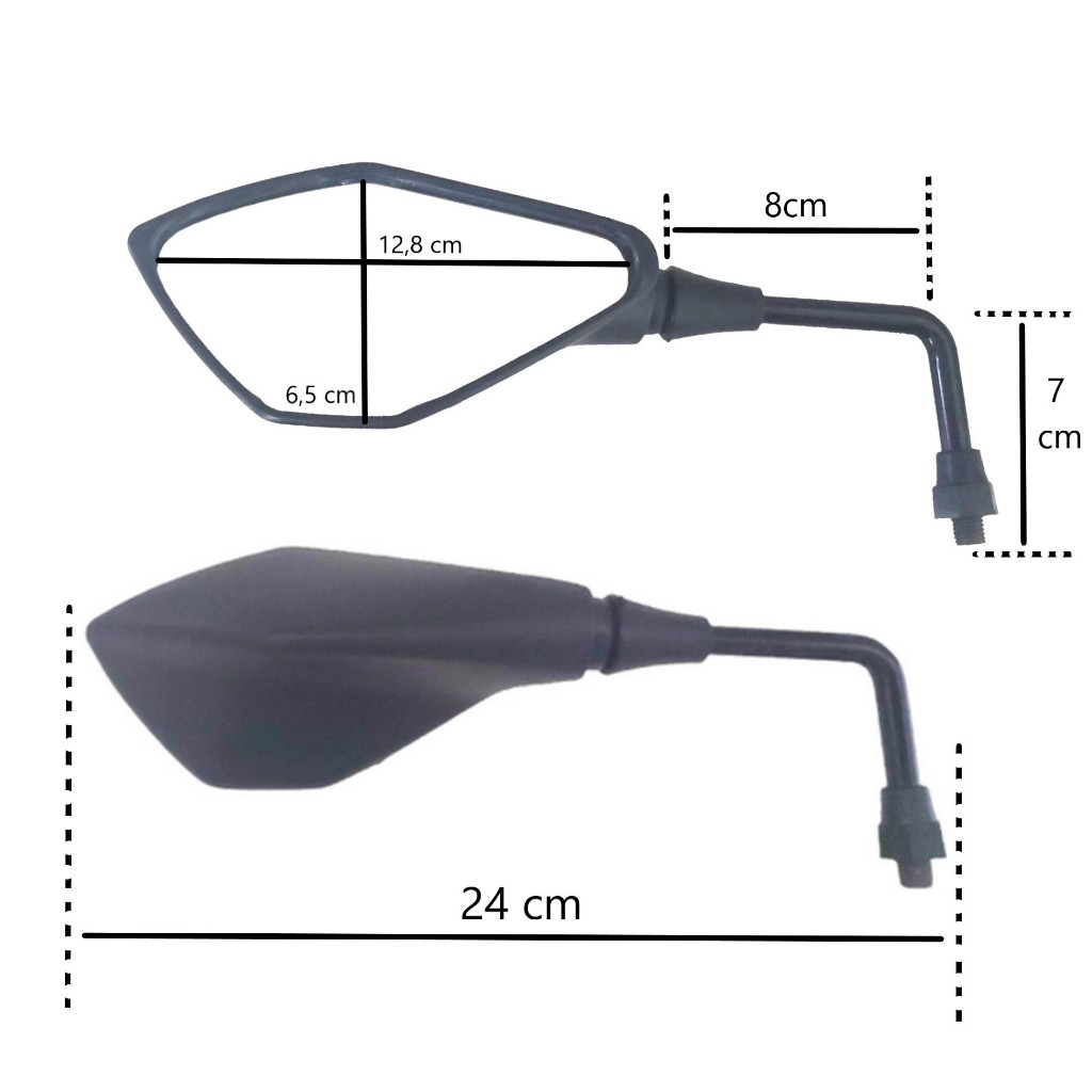 Retrovisor Mini Kawasaki Z400 Rosca Yamaha 90° Rebaixado — imagem 2 de 2