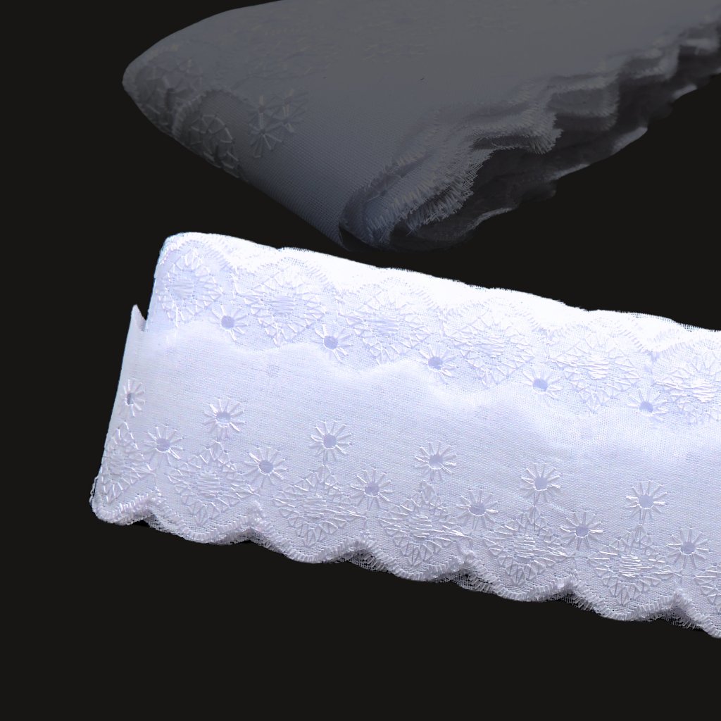 Bordado Inglês 5cm Branco - Vários modelos - Peça com 13,7 metros - Lese Bico Tira Bordada