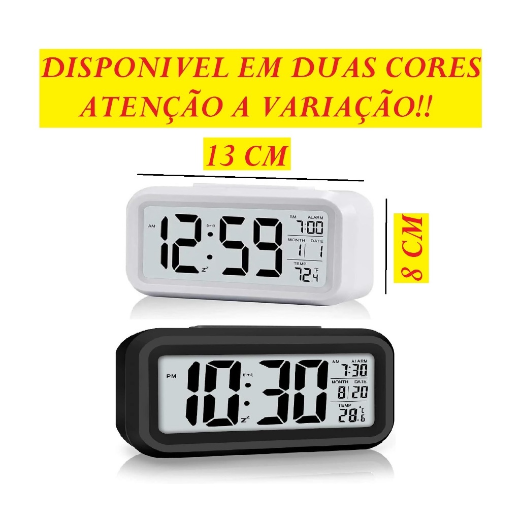 Relógio Digital 13x8 Mesa Despertador Com Led Branco Ou Preto Retrô Portátil Elegante Prático E Útil em Oferta na Shopee