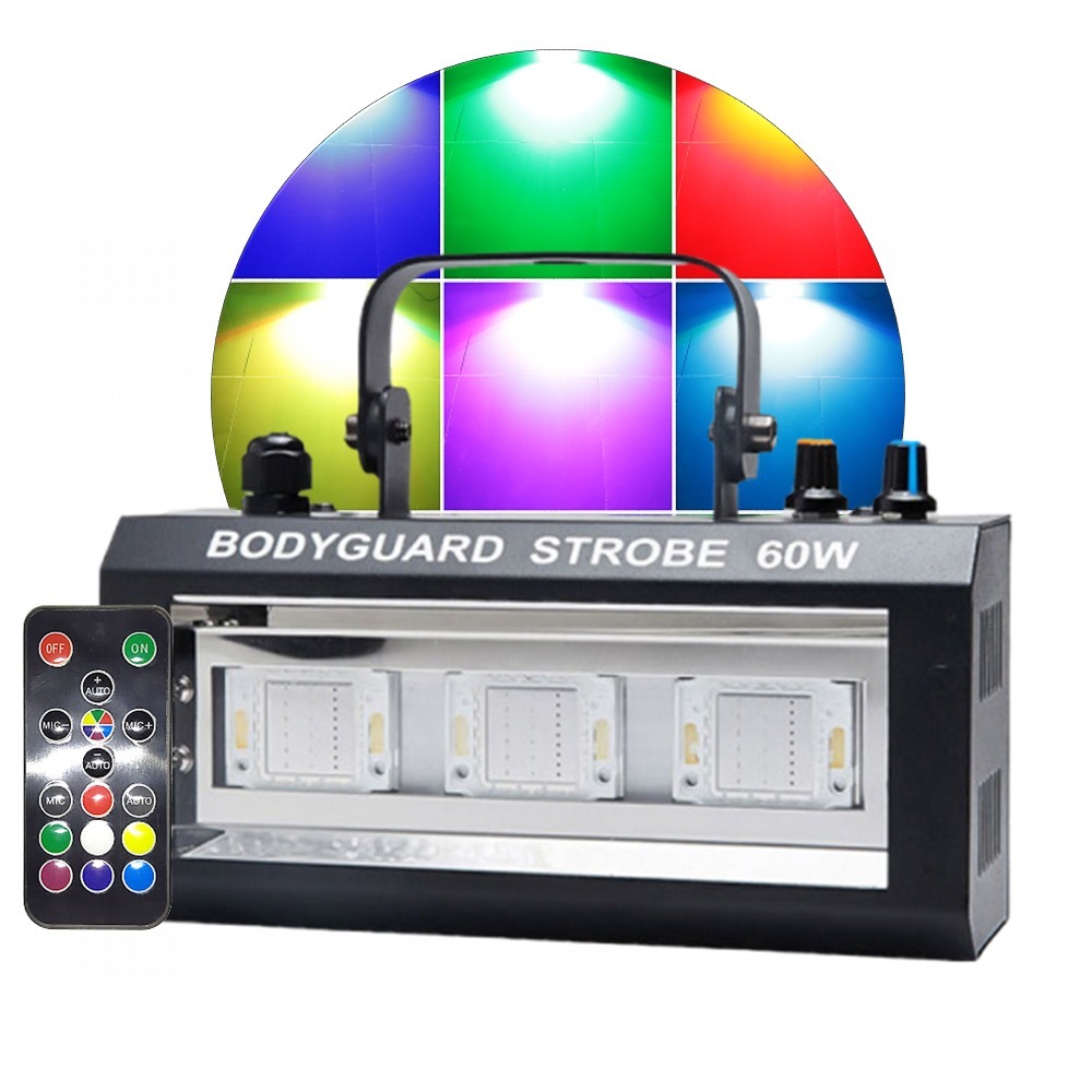 Luz Flash Strobo RGB Colors 60W Canhão Refletor Controle 16 Botões Efeito Flash P/ Festa - 1948812