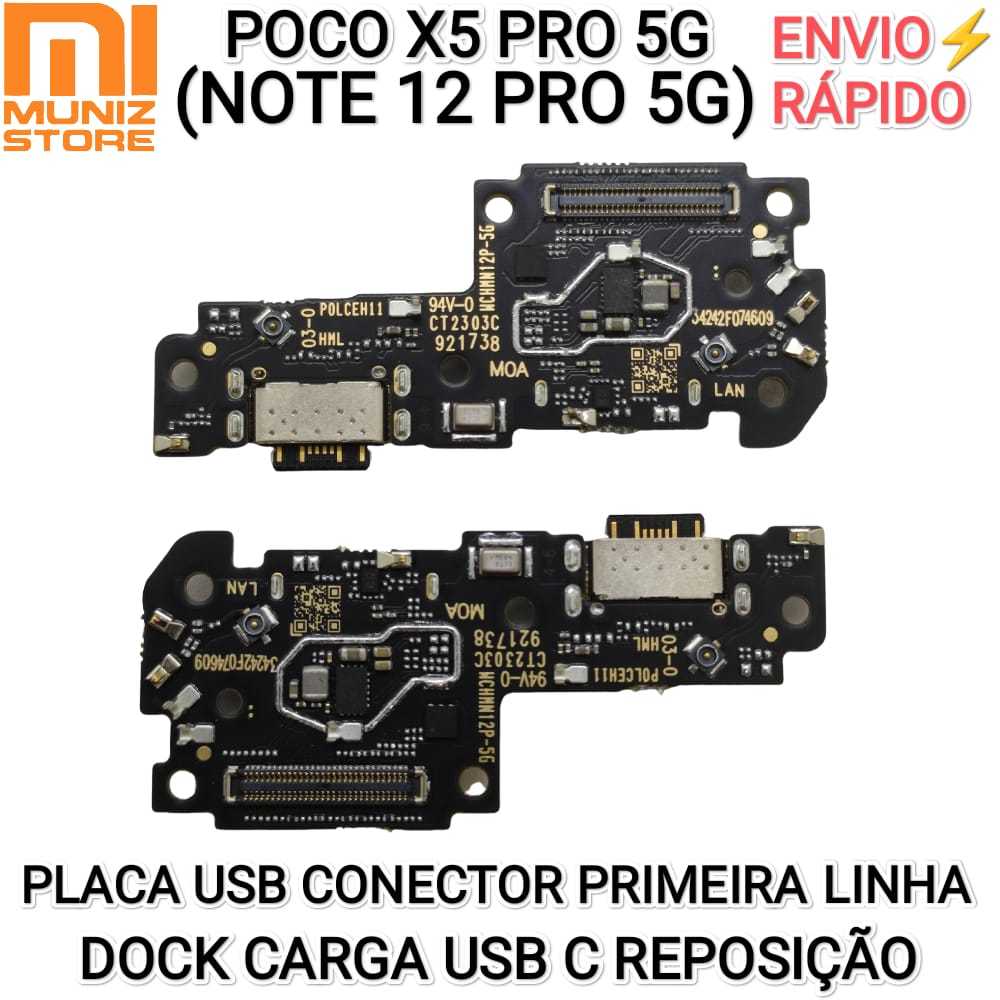 Conector Poco X5 Pro /Note 12 Pro 5G Placa De Carga USB Tipo C Dock Carga Carregamento Turbo 67W