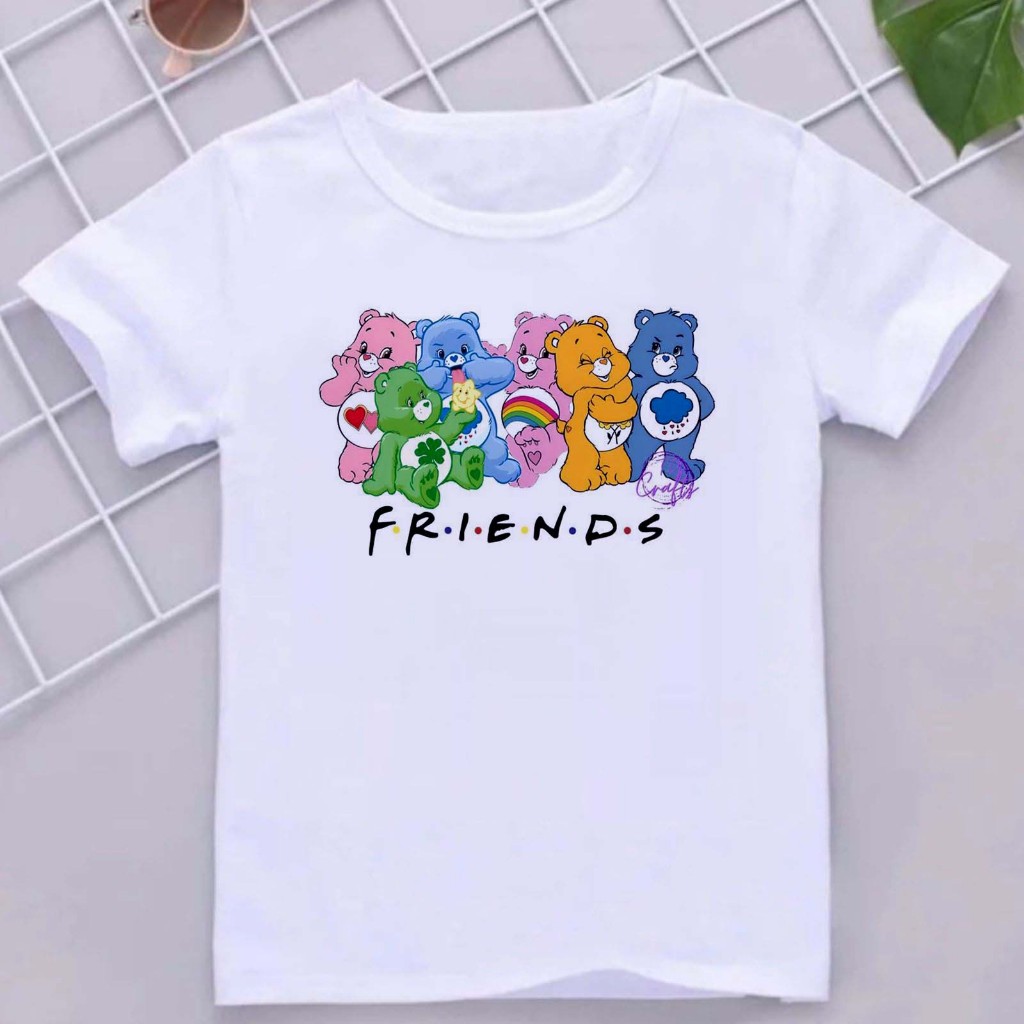 Camiseta Infantil Divertida estampada Ursinhos carinhosos Friends Blusa juvenil presente camisa leve fresca kids personagens estampas legais