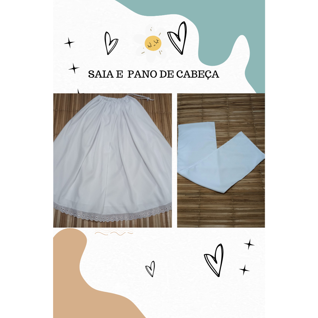 KIT SAIA ROUPAS DE SANTO UMBANDA E CANDOMBLÉ, KIT SAIA DE RAÇÃO E PANO DE CABEÇA.