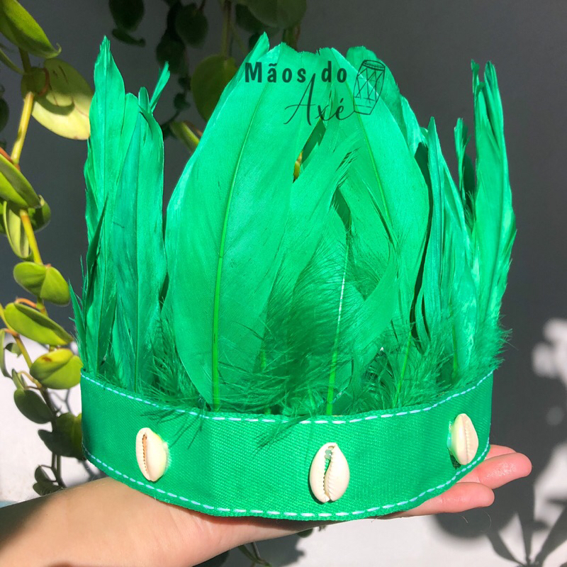 Cocar/ Penacho de Caboclo Decorado com Búzios Umbanda e Candomblé
