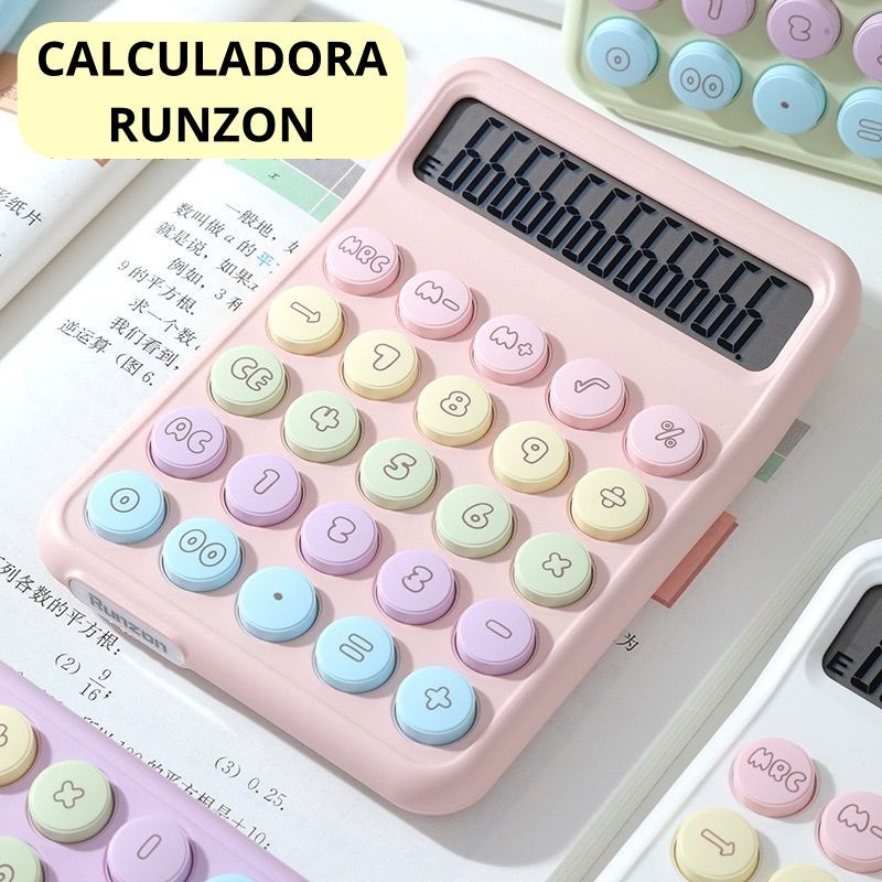 Calculadora Colorida Fofa Teclado Mecânico RZ.822 ou RZ.819 12 Dígitos Calculadora Kawaii