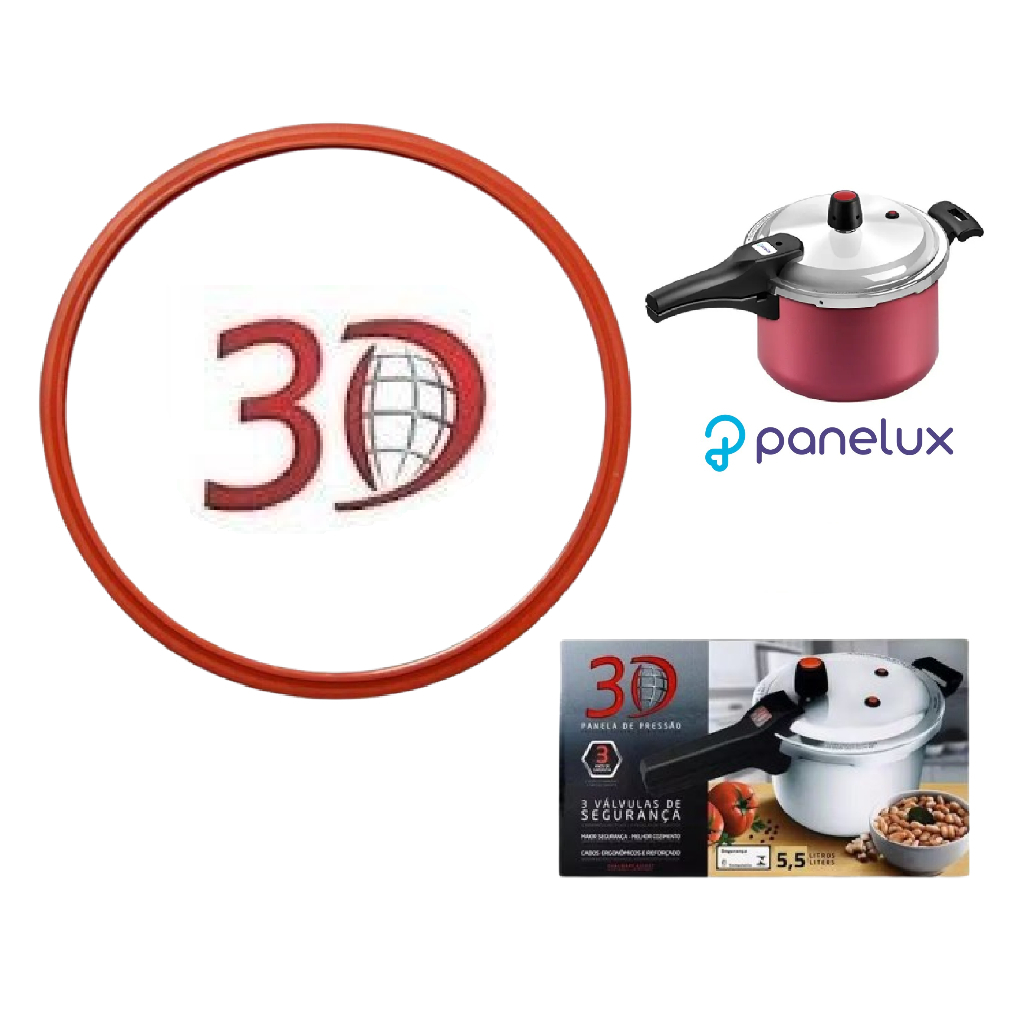 Borracha Anel Vedaçao Panela De Pressão 3D Alcast / panelux 4,5 lts e 5,5 Litros Silicone