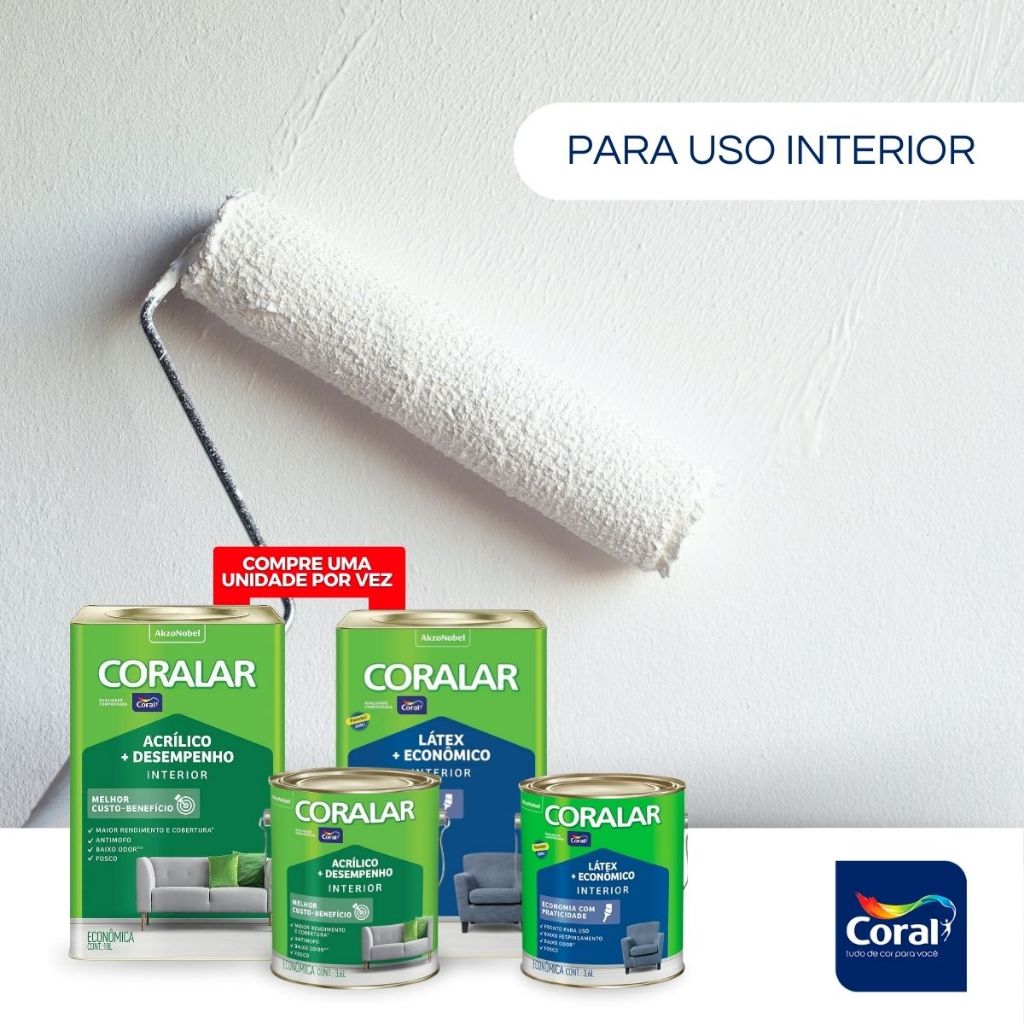 Tinta Parede Branco / Branco Gelo Acrílica 18Lts / 3,6Lts Coralar Coral grande pequena lata galão · foto 2