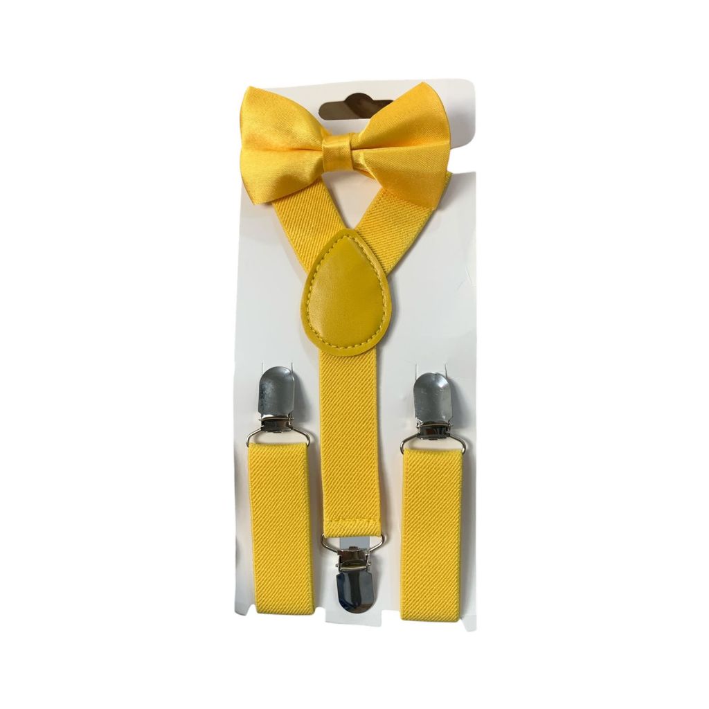 Kit Suspensório Amarelo Claro E Borboleta Cetim Infantil