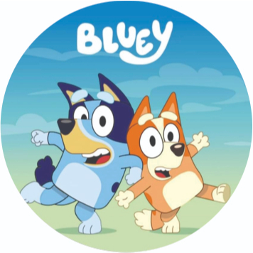 Painel em Lona Redondo Sem Elástico - Tema Bluey - Lona Fosca