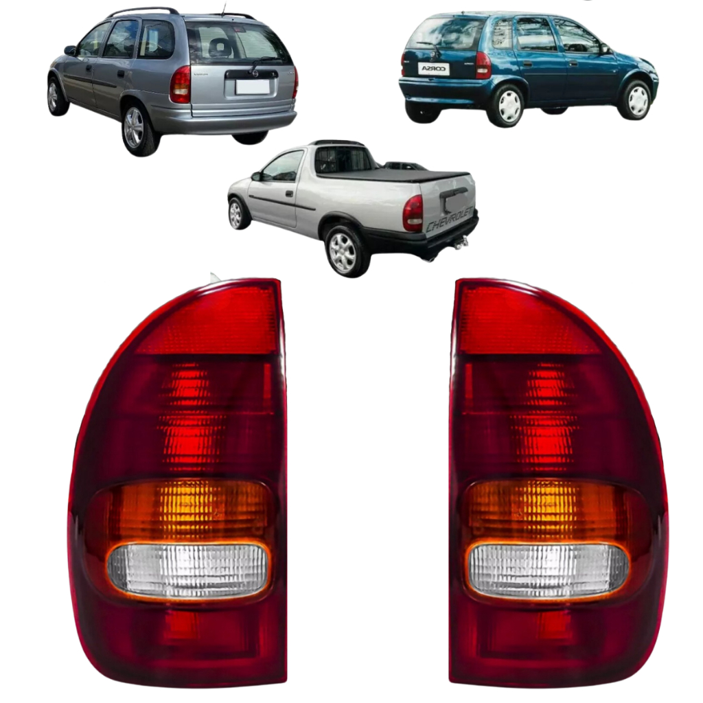 Par Lanterna Traseira Corsa Hatch 4 Pts Pick-up Wagon 4 Pts 96 97 98 99 Tricolor