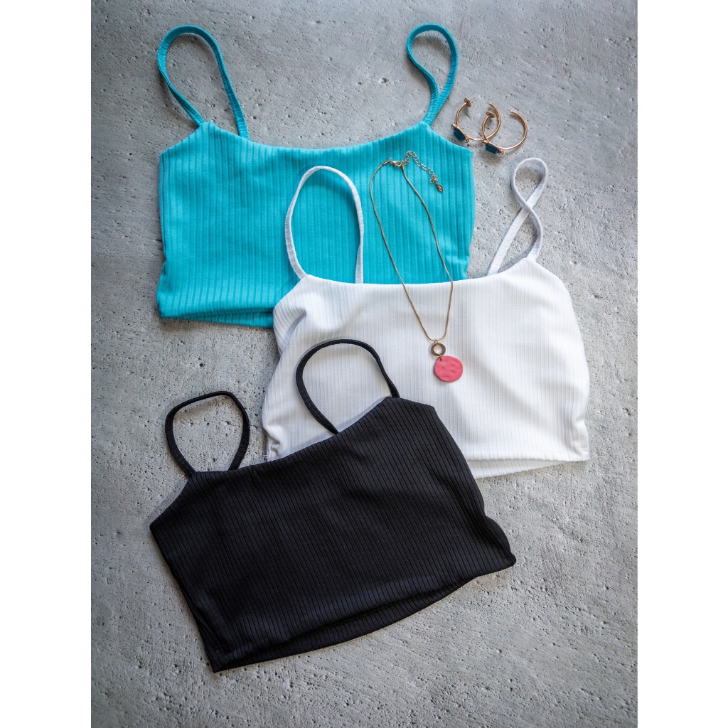 KIT 3: Top Alcinha Canelado - Várias Combinações - Women Clothes