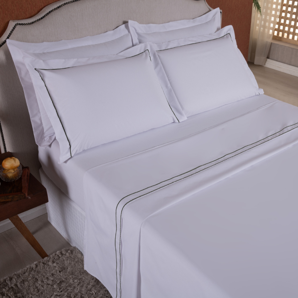 LENÇOL KING 3 PEÇAS DE CIMA SEM ELASTICO LISO 180 Fios com Detalhe no SOUTACHE em Oferta na Shopee