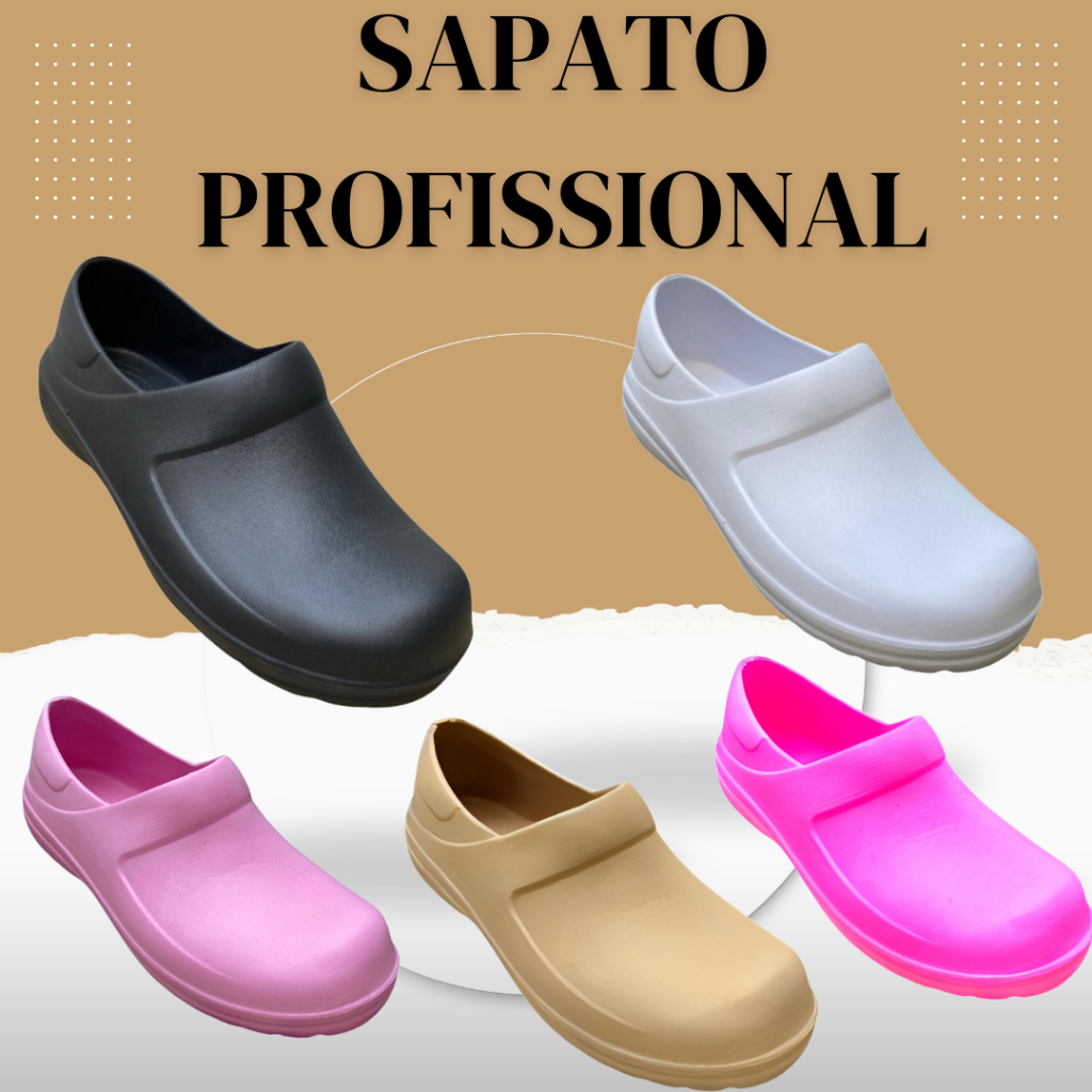 Sapato Confortável Croc Profissional Branco Preto Masculino Feminino