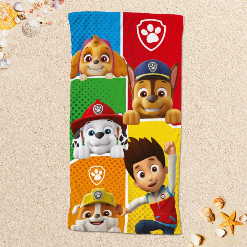 Toalha de Banho Estampada - Patrulha Canina Ryder, Chase, Skie, Marshall e Rubble em Oferta na Shopee