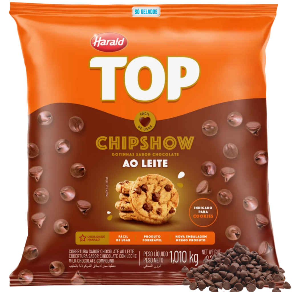 Gotas de Chocolate Ao Leite Forneável Confeito Chipshow Top Harald 1,010 kg (NÃO DERRETE)  l ORIGINAL l  NF em Oferta na Shopee