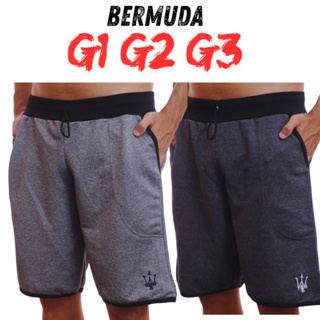 KIT 2 Bermuda Moletom Plus size G1 G2 G3 Shorts masculino academia Nobre liso em Oferta na Shopee