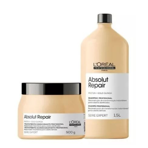 Lor Kit Absolut Repair Gold Quinoa DUO 1.5 lt SHAMPOO e MASCARA 500g QUINOA cortex