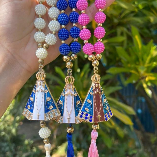 Terço Dezena Religiosa Nossa Senhora Aparecida Decoração Para Carro Casa Proteção em Oferta na Shopee