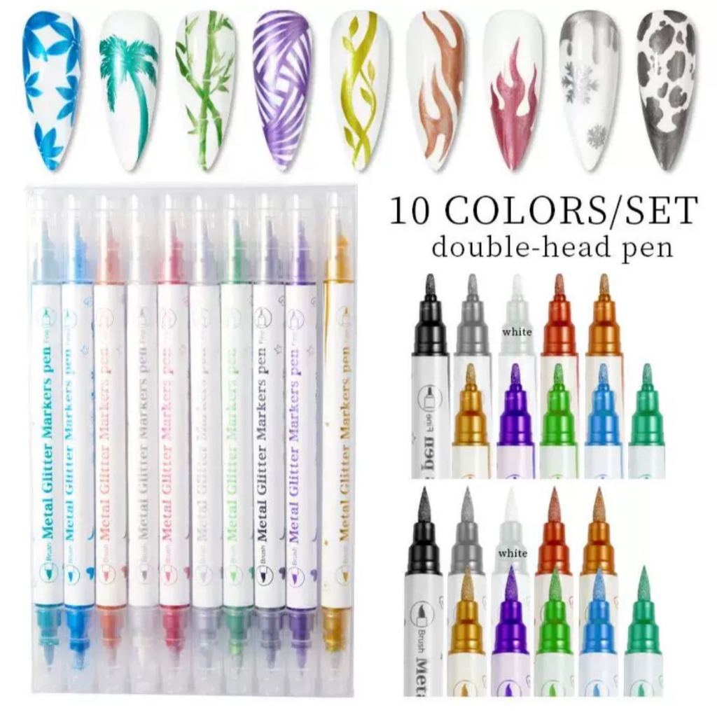 Kit com 10 Canetas para Nail Art – Dupla Ponta – Uso Manual em Oferta na Shopee