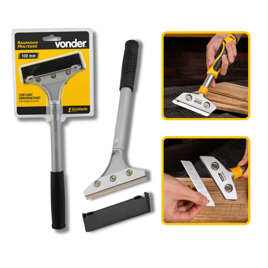 Raspador Multiuso 10cm Vidro Plano Com Cabo Reforçado Grande - Vonder em Oferta na Shopee
