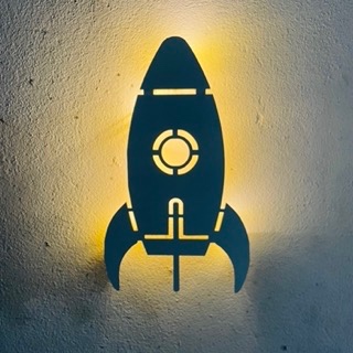 Luminária Abajur Infantil Foguete com Arandela Astronauta Decoração para Quarto de Criança
