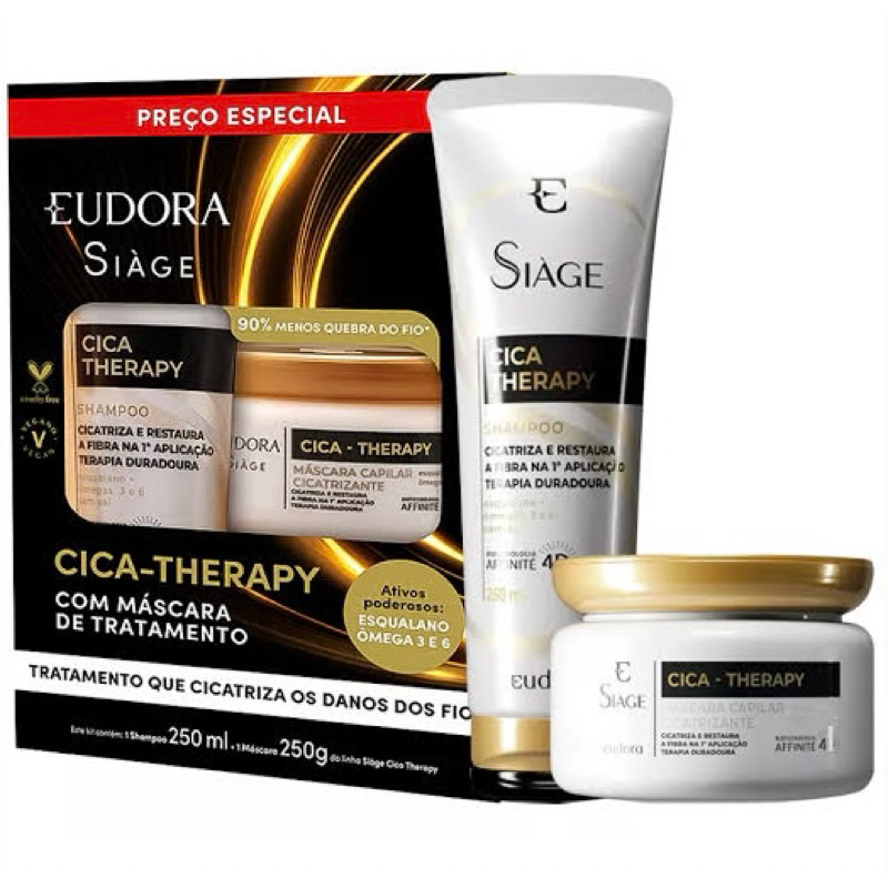 Kit ESPECIAL Eudora Siàge Cica Therapy Shampoo 250ml + Máscara 250g em Oferta na Shopee