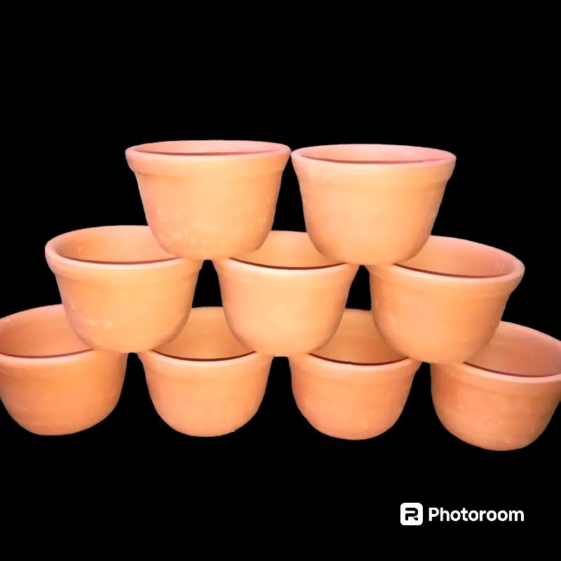 vaso de barro cerâmico / vaso cuia n°1 / kit com 4 unidades. cód:1017.  D:12,7 x A:7 cm.