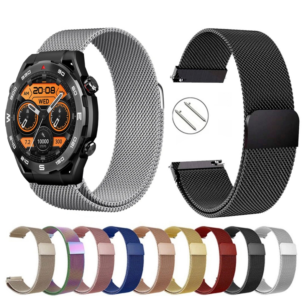 Pulseira de 22mm milanesa aço inox para Haylou Watch R8 de Engate Rapido