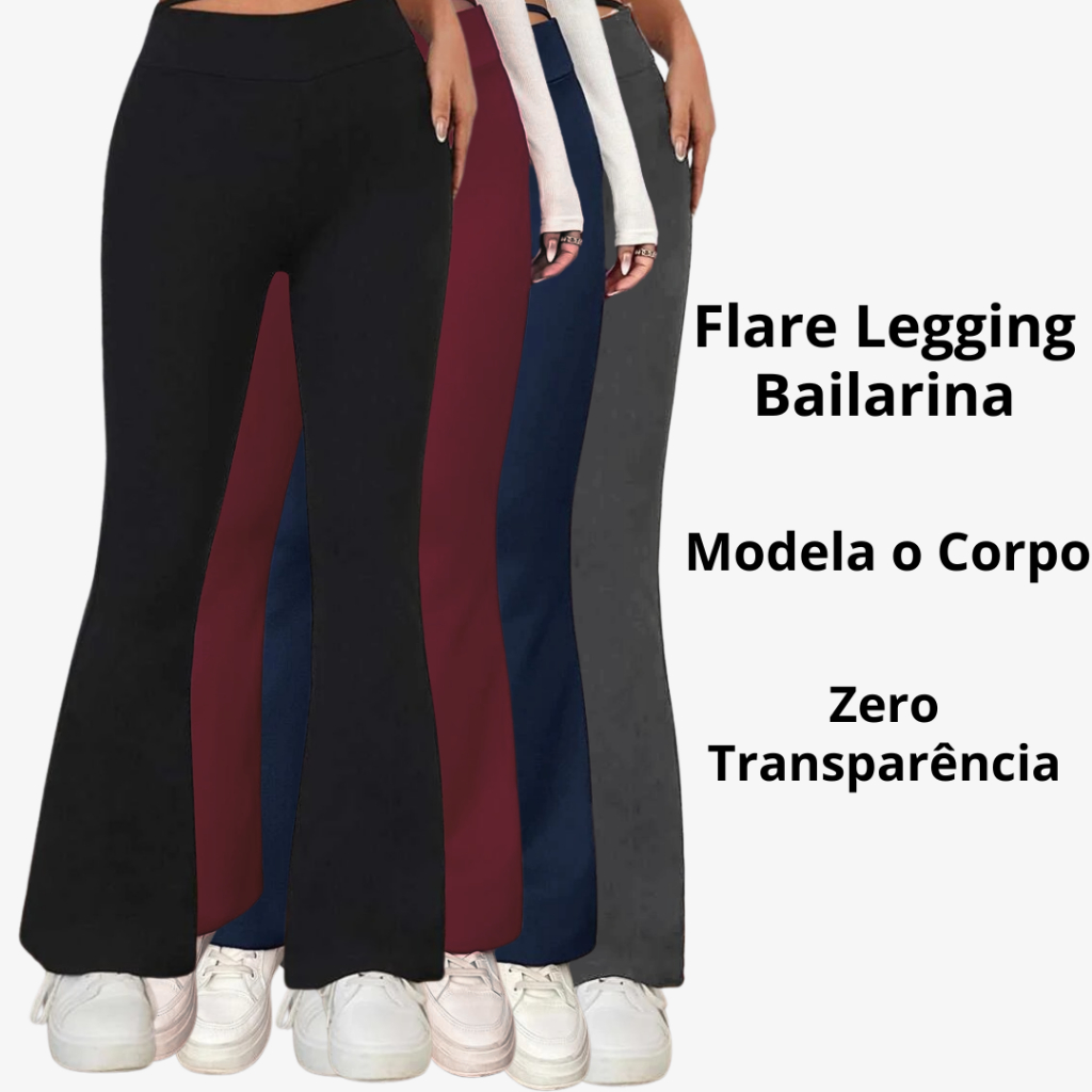 Calça Flare Bailarina Preta Bailarina Suplex Zero Transparência P M G GG