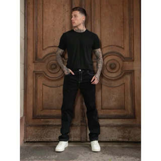 FENIXJEANS- CALÇA BAGGY BALAO UNISSEX COSTURA LINHA BRANCA  RETA BOCA LARGA - TENDENCIA. em Oferta na Shopee