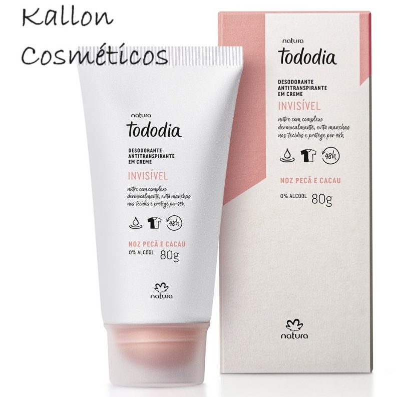 Desodorante Antitranspirante em Creme Tododia Noz Pecã e Cacau 80g, Natura Cosméticos, original, novo, Vegano