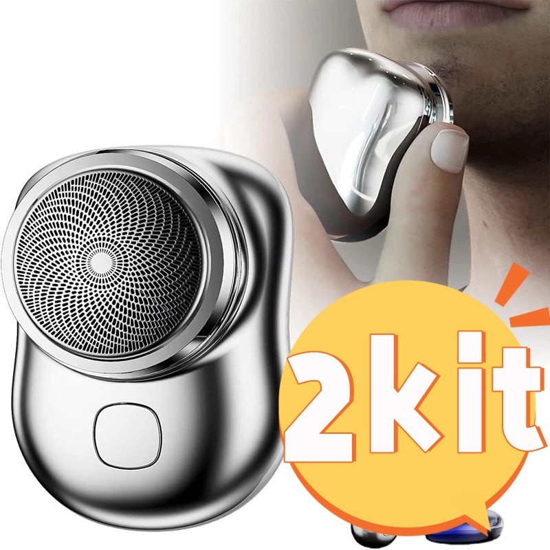 2 Pcs Mini Barbeador EléTrico PortáTil À Prova D'áGua Seco Molhado Uso Duplo Tipo C Carregamento RáPido Barba De Bolso