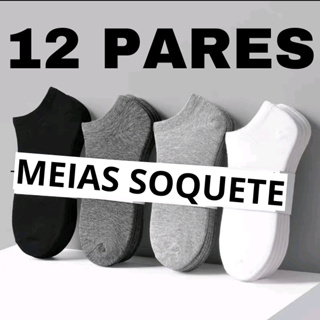 Kit 12 ou 6 Pares Meias Soquete curta Algodão em Oferta na Shopee